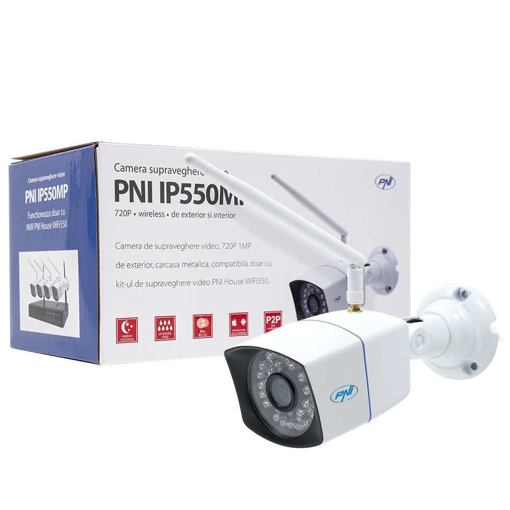 Camera supraveghere video PNI IP550MP 720p wireless cu IP de exterior si interior doar pentru kit WiFi550