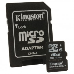 Card de memorie Kingston MicroSD, 16GB, Class 4, cu adaptor